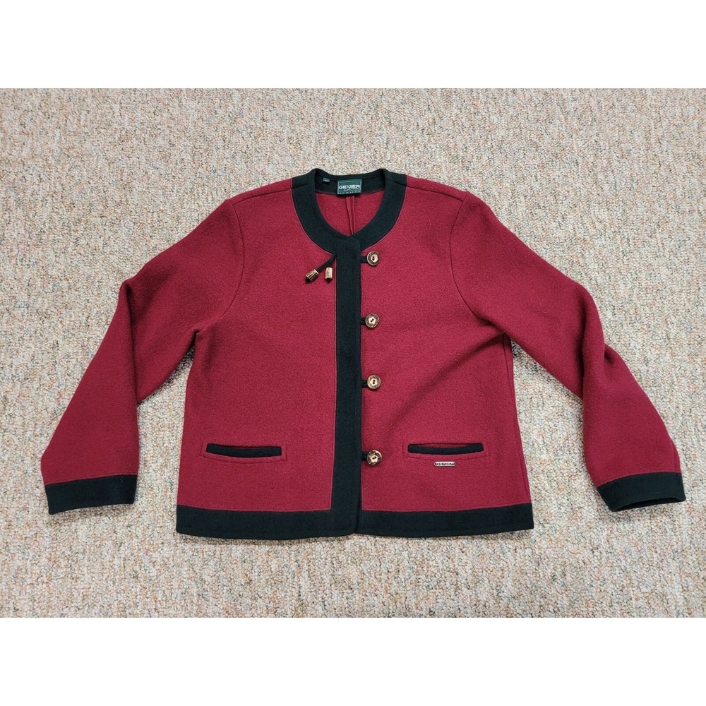 Geiger Sweater Womens 40 Red Cardigan Button Down Casual‎ Pure Wool Laine